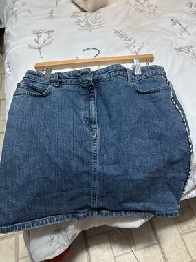 Burberry Blue Denim Mini Skirt with Check Side Trim